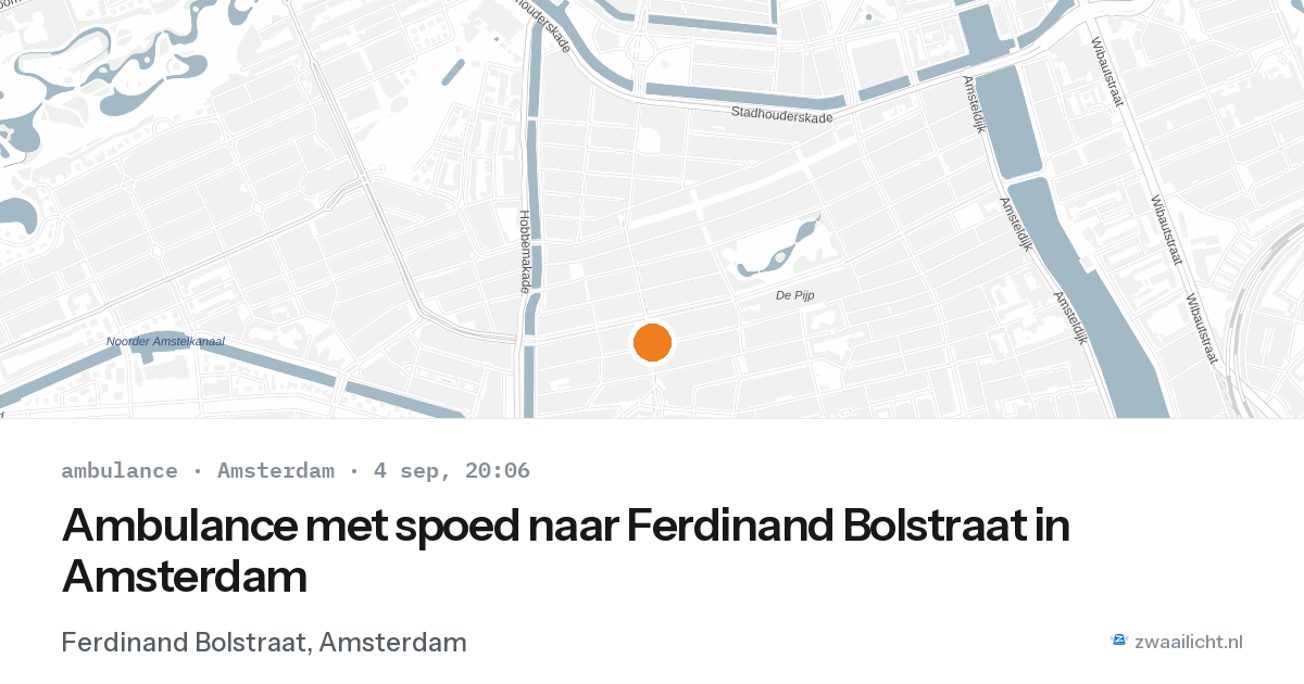 Ambulance met spoed naar Ferdinand Bolstraat in Amsterdam — 4 sep 2026