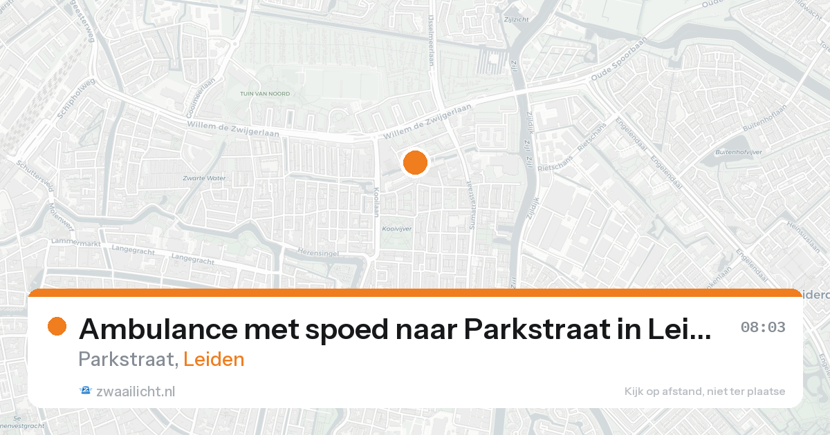 Ambulance met spoed naar Parkstraat in Leiden — 20 aug 2026
