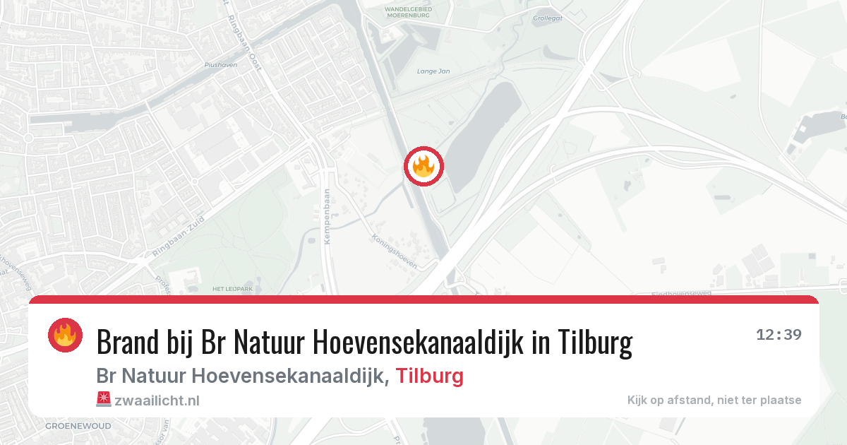 Brand bij Br Natuur Hoevensekanaaldijk in Tilburg — 14 aug 2026