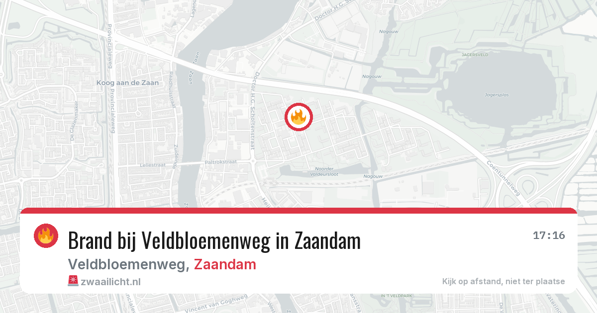 Brand bij Veldbloemenweg in Zaandam — 13 aug 2026