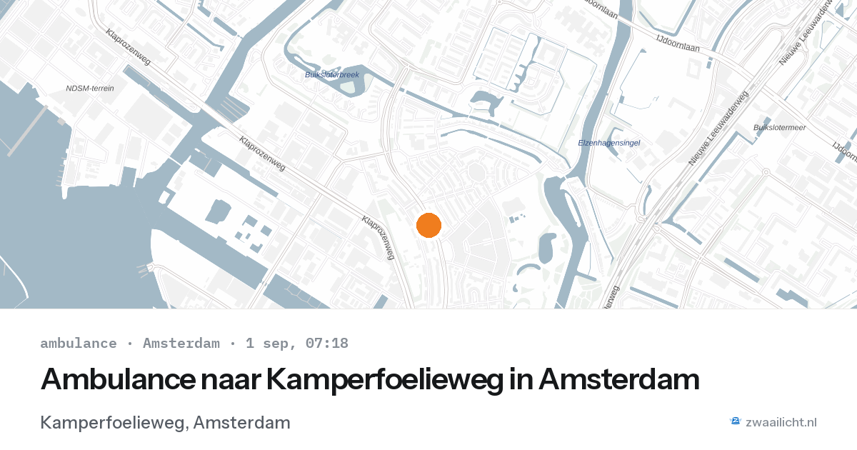 Ambulance naar Kamperfoelieweg in Amsterdam — 1 sep 2026