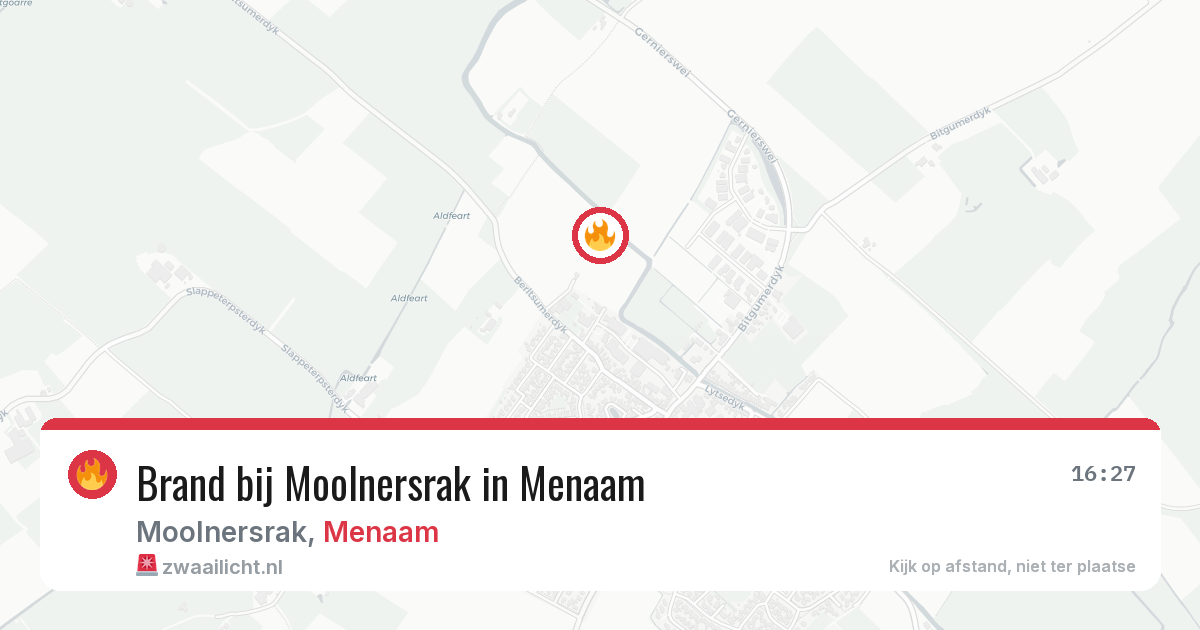 Brand bij Moolnersrak in Menaam — 19 apr 2026