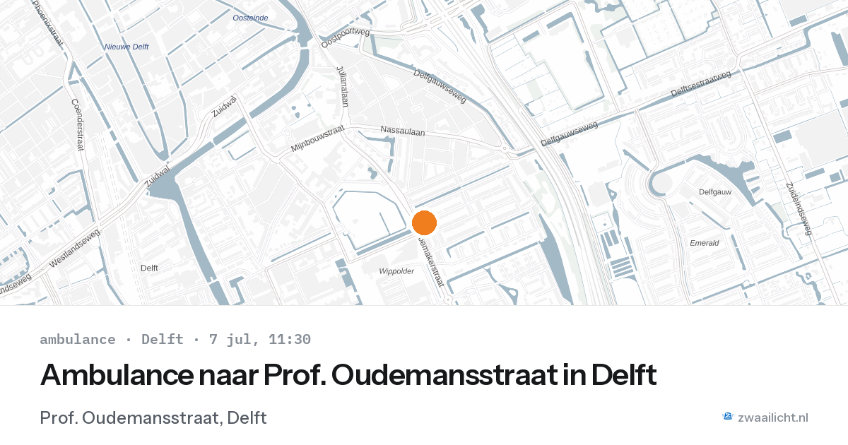 Ambulance naar Prof. Oudemansstraat in Delft — 7 jul 2026