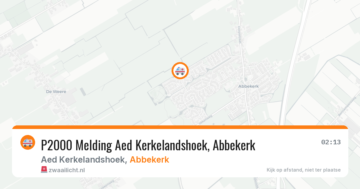 P2000 Melding Aed Kerkelandshoek, Abbekerk — 8 feb 2026