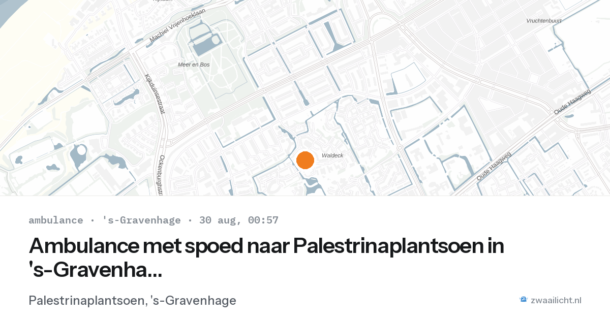 Ambulance met spoed naar Palestrinaplantsoen in 's-Gravenhage — 29 aug 2026