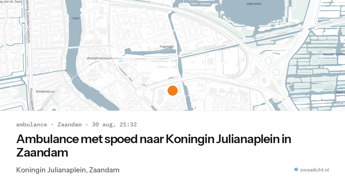 Ambulance met spoed naar Koningin Julianaplein in Zaandam — 30 aug 2026