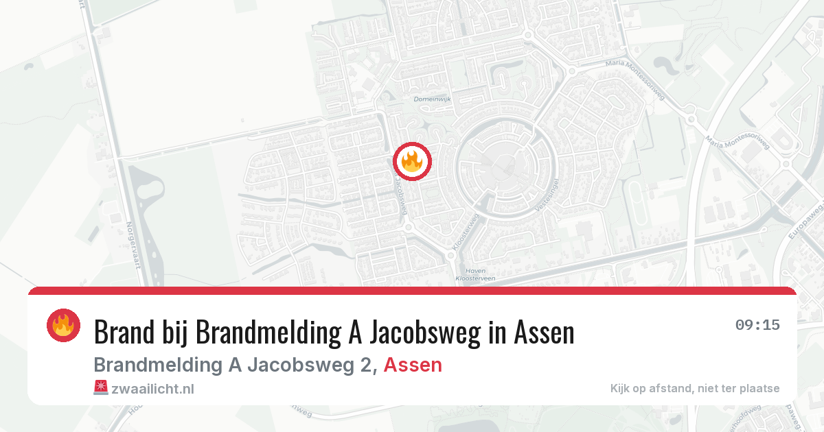 Brand bij Brandmelding A Jacobsweg in Assen — 1 jun 2026