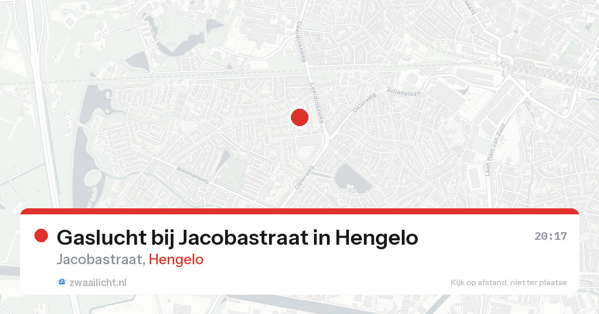 Gaslucht bij Jacobastraat in Hengelo — 7 feb 2026