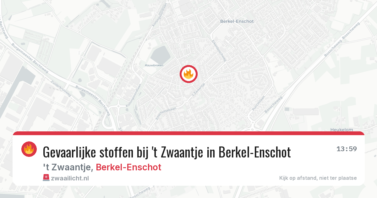 Gevaarlijke stoffen bij 't Zwaantje in Berkel-Enschot — 19 jun 2026