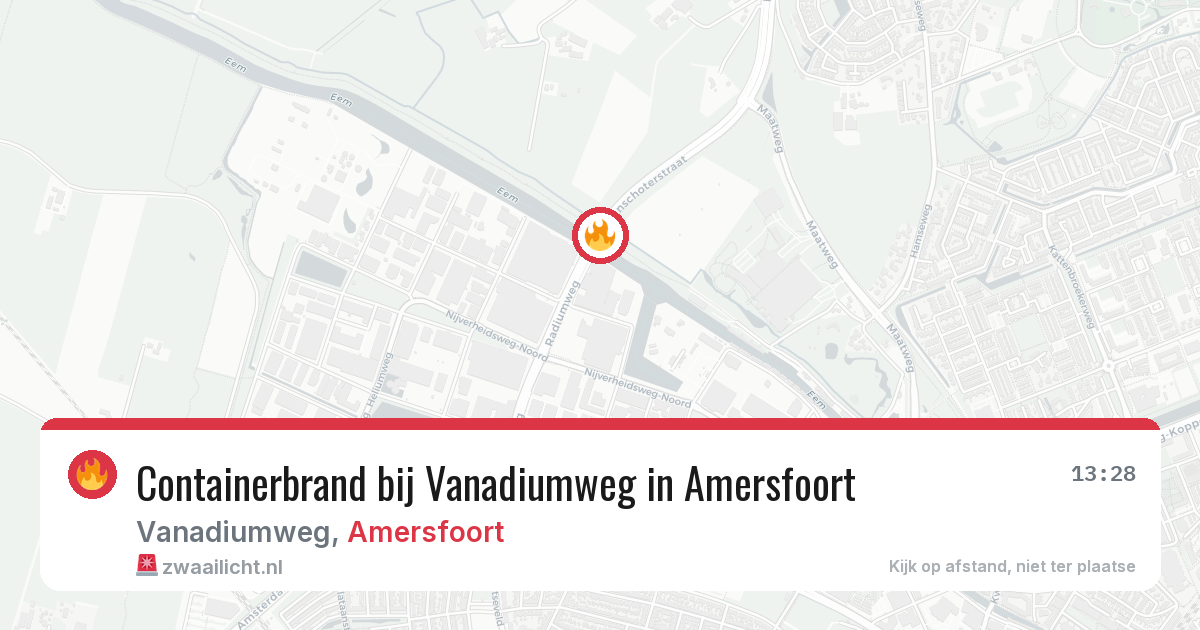 Containerbrand bij Vanadiumweg in Amersfoort — 9 aug 2026