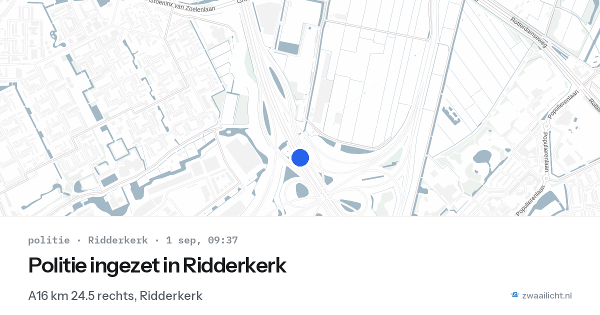 Politie ingezet in Ridderkerk — 1 sep 2026 | 🚨 Zwaailicht.nl