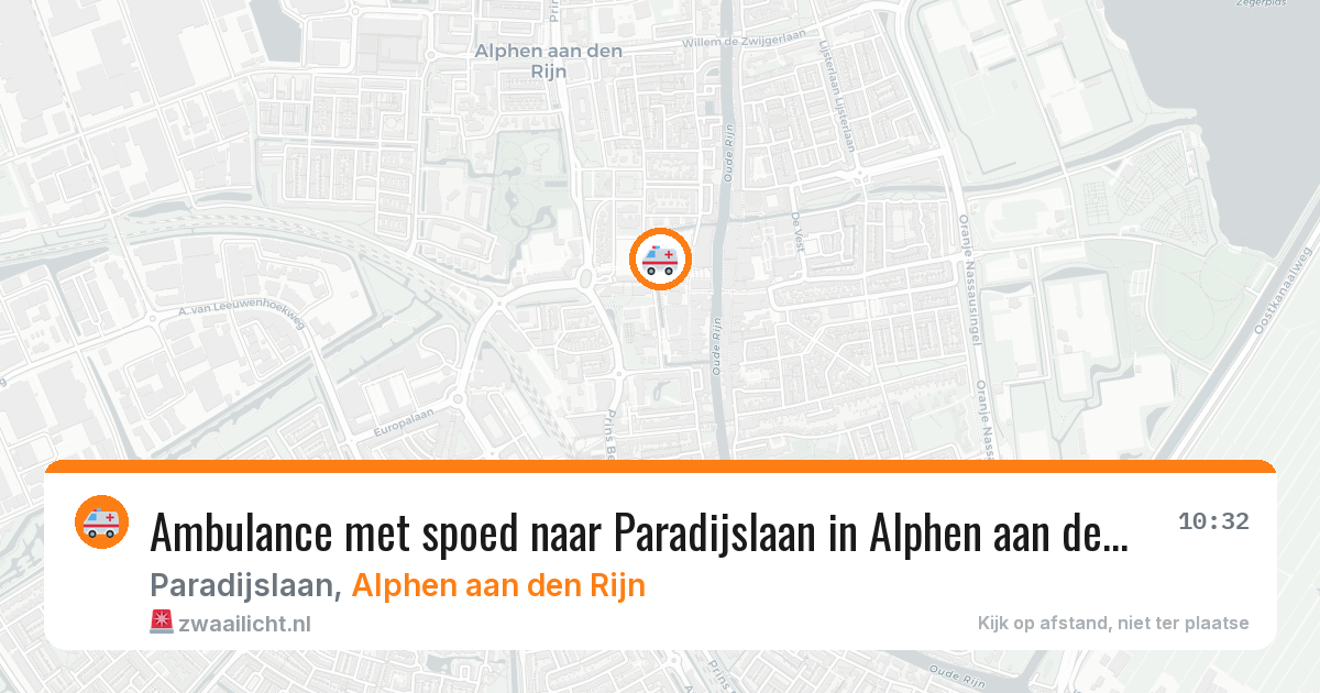 Ambulance met spoed naar Paradijslaan in Alphen aan den Rijn — 9 aug 2026