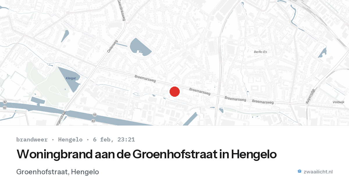 Woningbrand aan de Groenhofstraat in Hengelo — 6 feb 2026