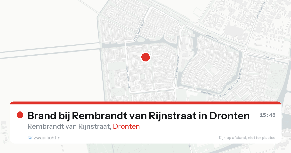 Brand bij Rembrandt van Rijnstraat in Dronten — 17 aug 2026