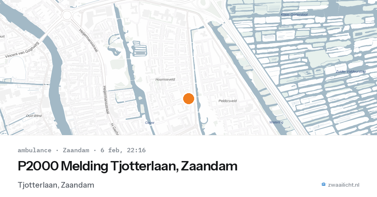 P2000 Melding Tjotterlaan, Zaandam — 6 feb 2026