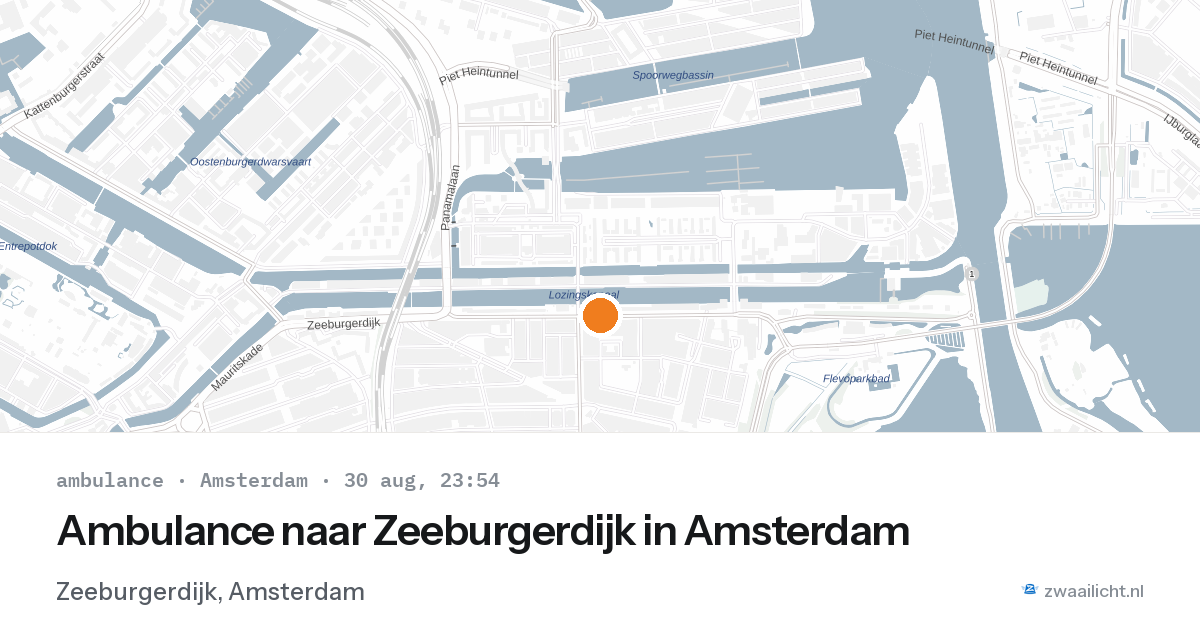Ambulance naar Zeeburgerdijk in Amsterdam — 30 aug 2026