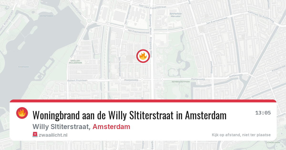 Woningbrand aan de Willy Sltiterstraat in Amsterdam — 30 jun 2026