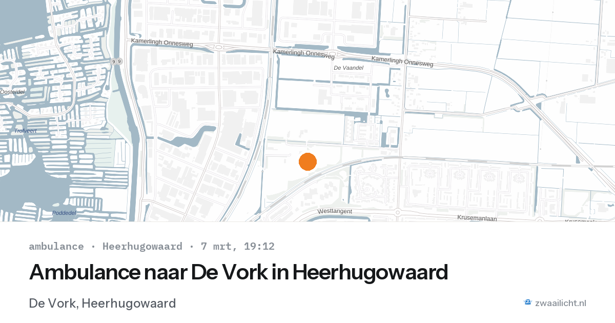 Ambulance naar De Vork in Heerhugowaard — 7 mrt 2026
