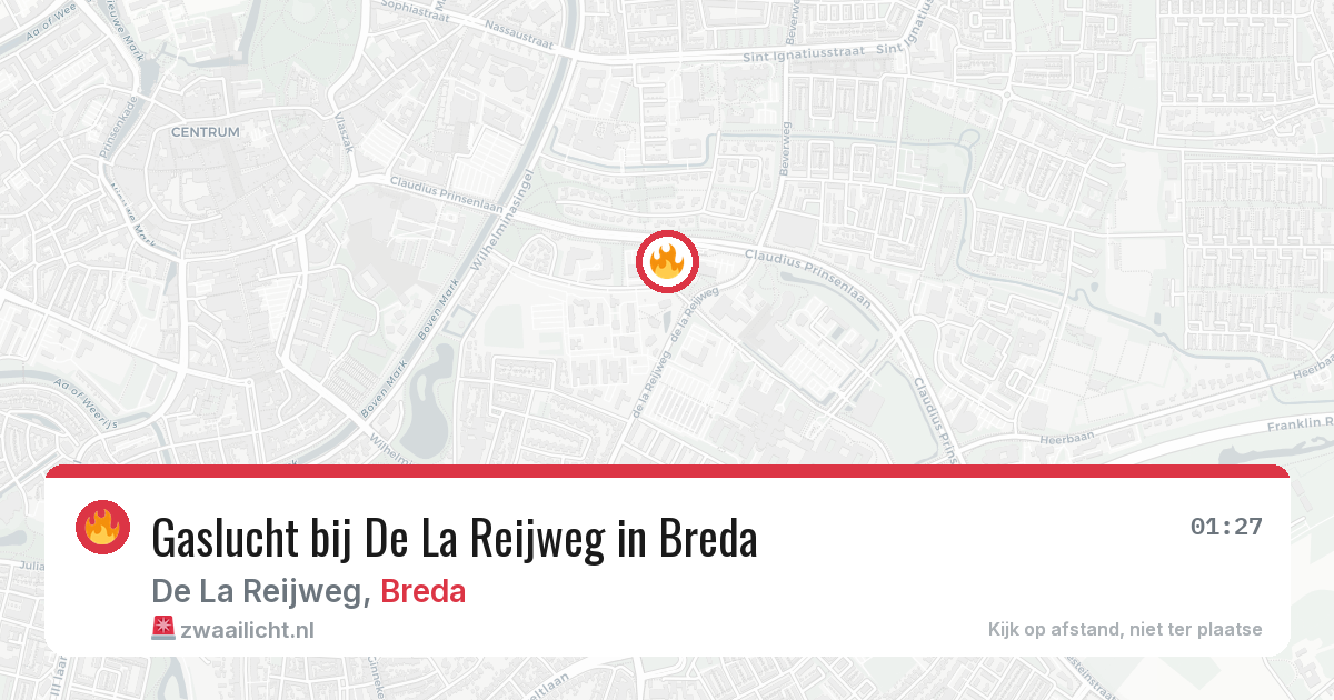 Gaslucht bij De La Reijweg in Breda — 13 aug 2026