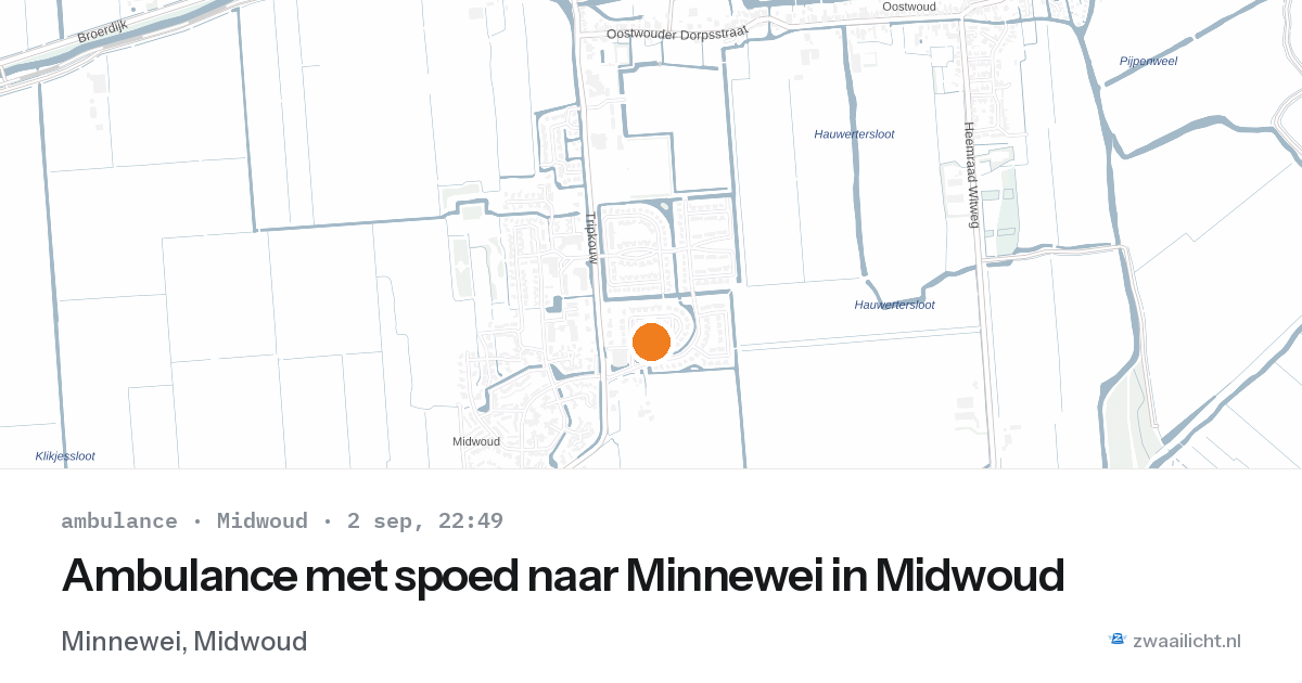 Ambulance met spoed naar Minnewei in Midwoud — 2 sep 2026