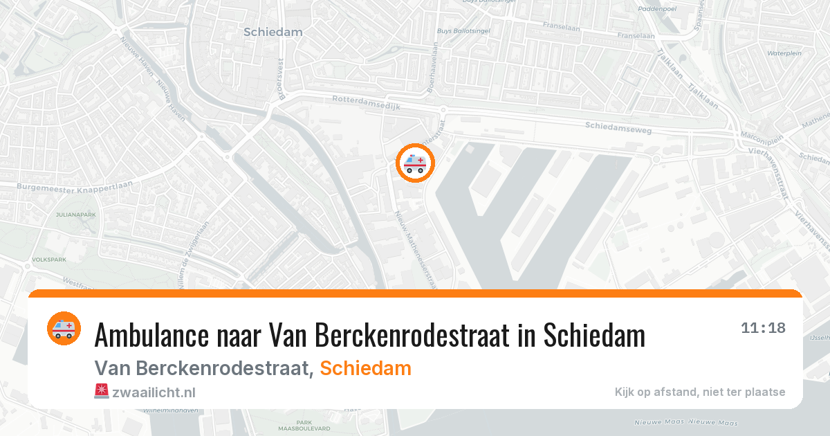 Ambulance naar Van Berckenrodestraat in Schiedam — 16 mrt 2026