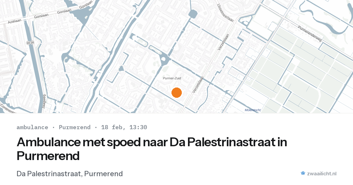 Ambulance met spoed naar Da Palestrinastraat in Purmerend — 18 feb 2026