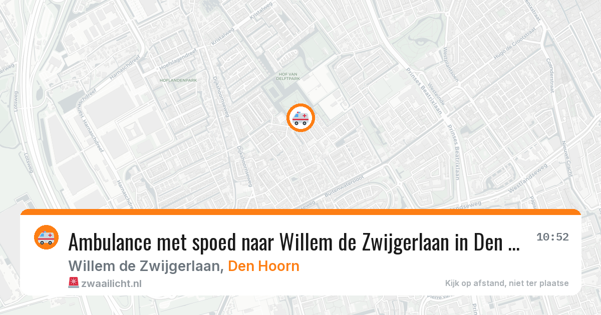 Ambulance met spoed naar Willem de Zwijgerlaan in Den Hoorn — 20 mrt 2026