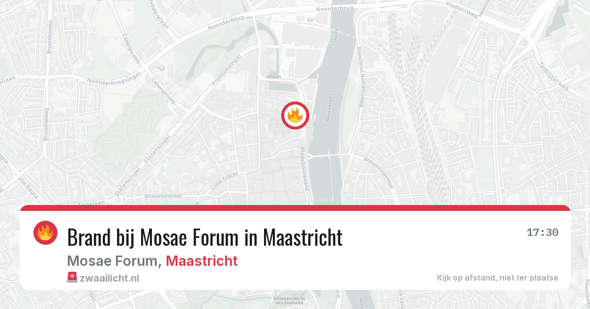 Brand bij Mosae Forum in Maastricht — 20 jun 2026