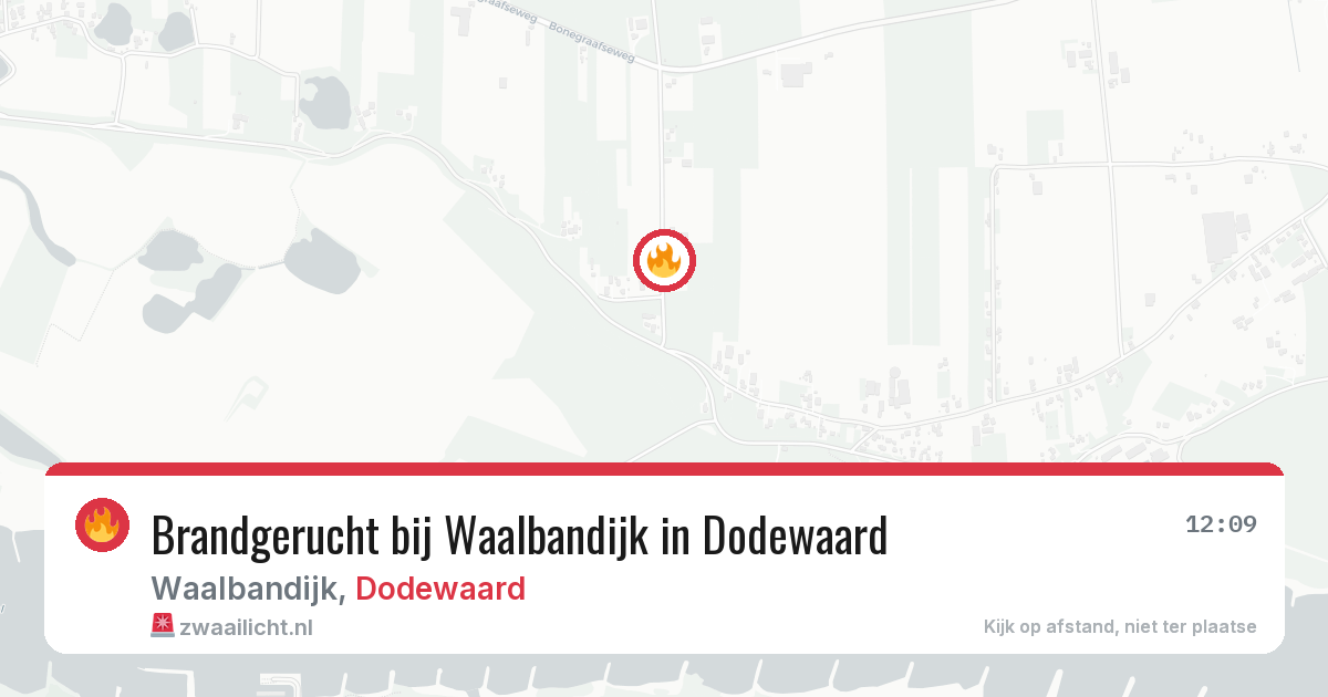 Brandgerucht bij Waalbandijk in Dodewaard — 21 mrt 2026