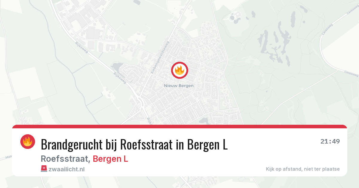 Brandgerucht bij Roefsstraat in Bergen L — 28 jul 2026