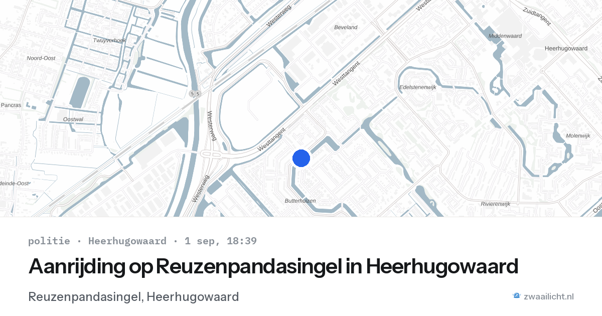 Aanrijding op Reuzenpandasingel in Heerhugowaard — 1 sep 2026