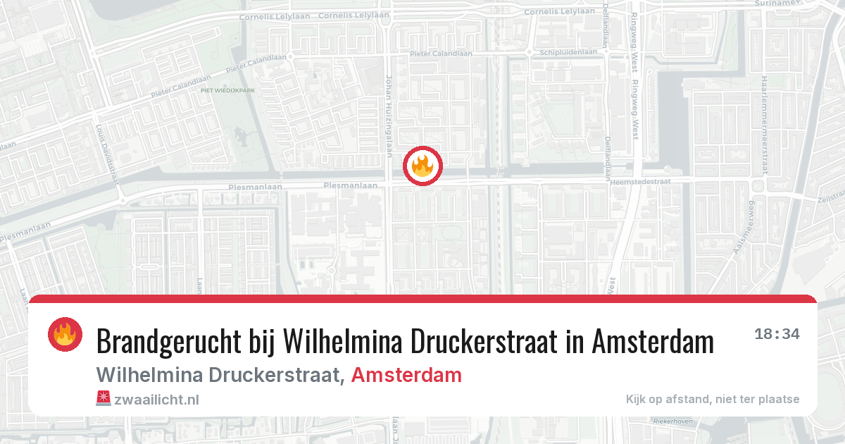 Brandgerucht bij Wilhelmina Druckerstraat in Amsterdam — 15 mei 2026