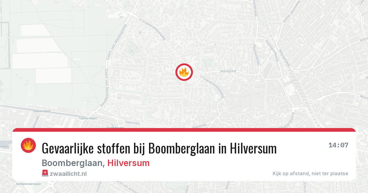 Gevaarlijke stoffen bij Boomberglaan in Hilversum — 12 aug 2026