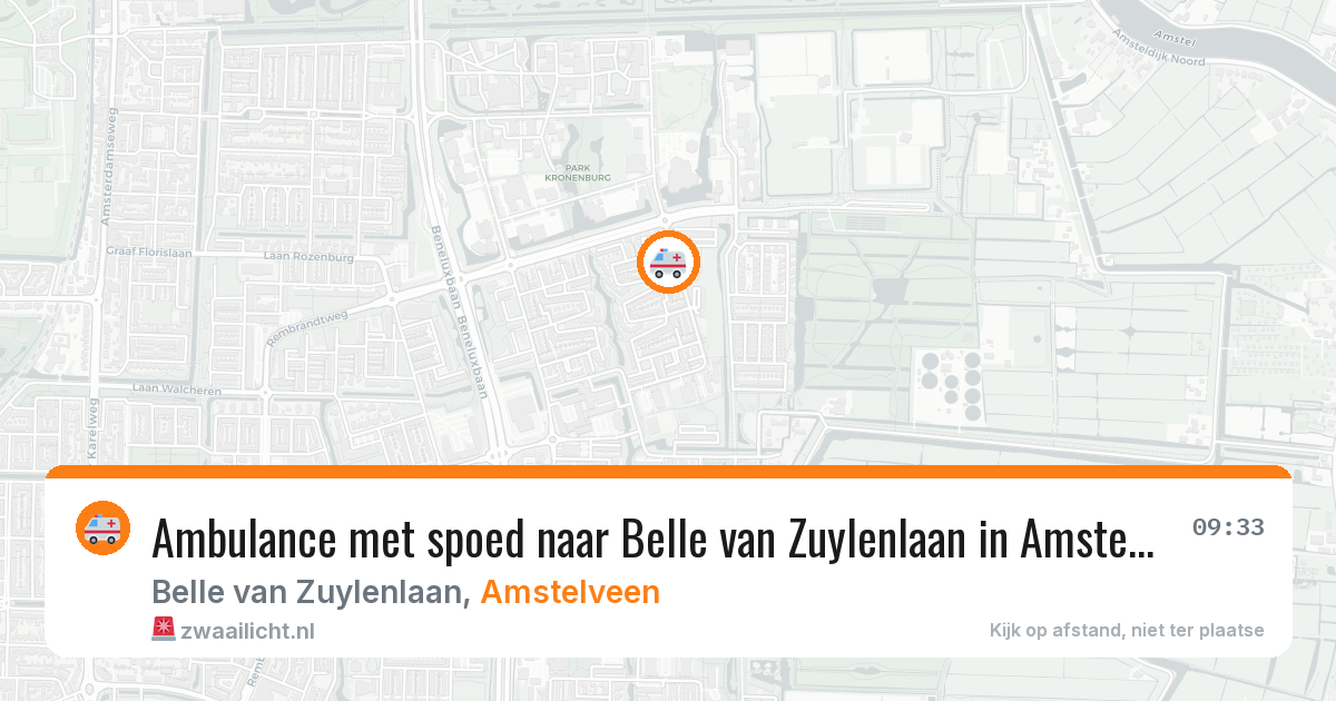 Ambulance met spoed naar Belle van Zuylenlaan in Amstelveen — 31 mrt 2026
