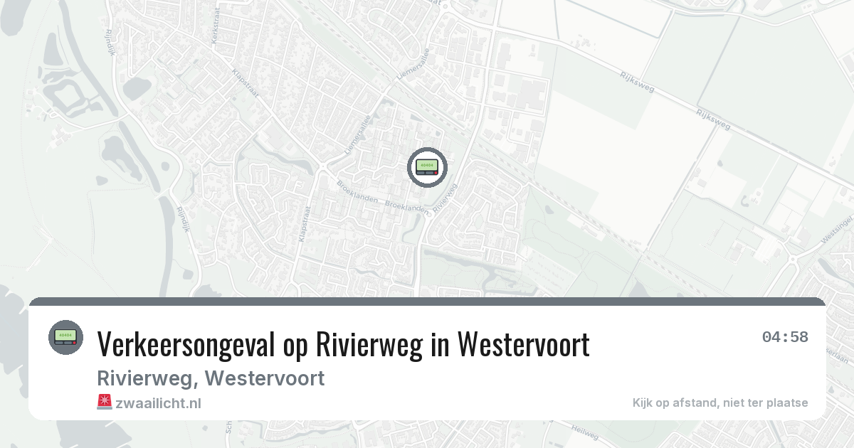 Verkeersongeval op Rivierweg in Westervoort — 22 mrt 2026