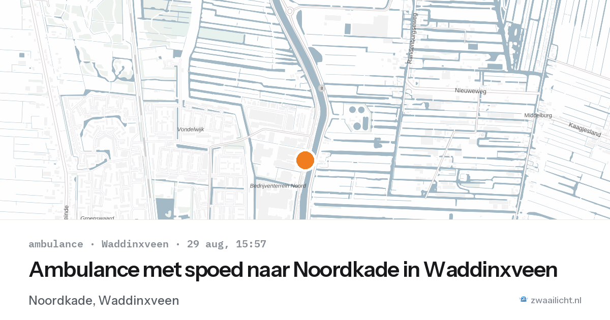 Ambulance met spoed naar Noordkade in Waddinxveen — 29 aug 2026