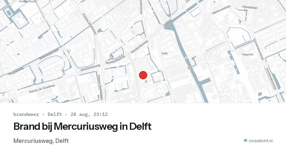 Brand bij Mercuriusweg in Delft — 28 aug 2026