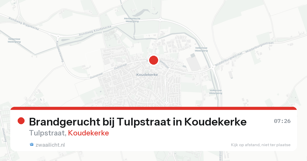 Brandgerucht bij Tulpstraat in Koudekerke — 17 aug 2026