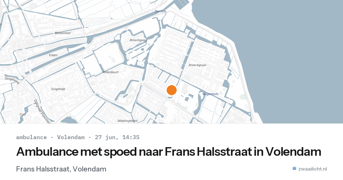 Ambulance met spoed naar Frans Halsstraat in Volendam — 27 jun 2026