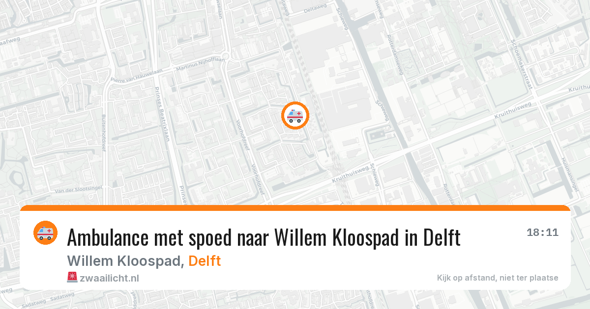Ambulance met spoed naar Willem Kloospad in Delft — 11 aug 2026