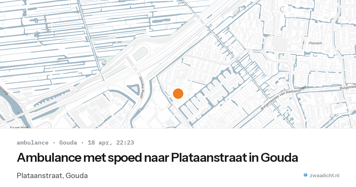 Ambulance met spoed naar Plataanstraat in Gouda — 18 apr 2026