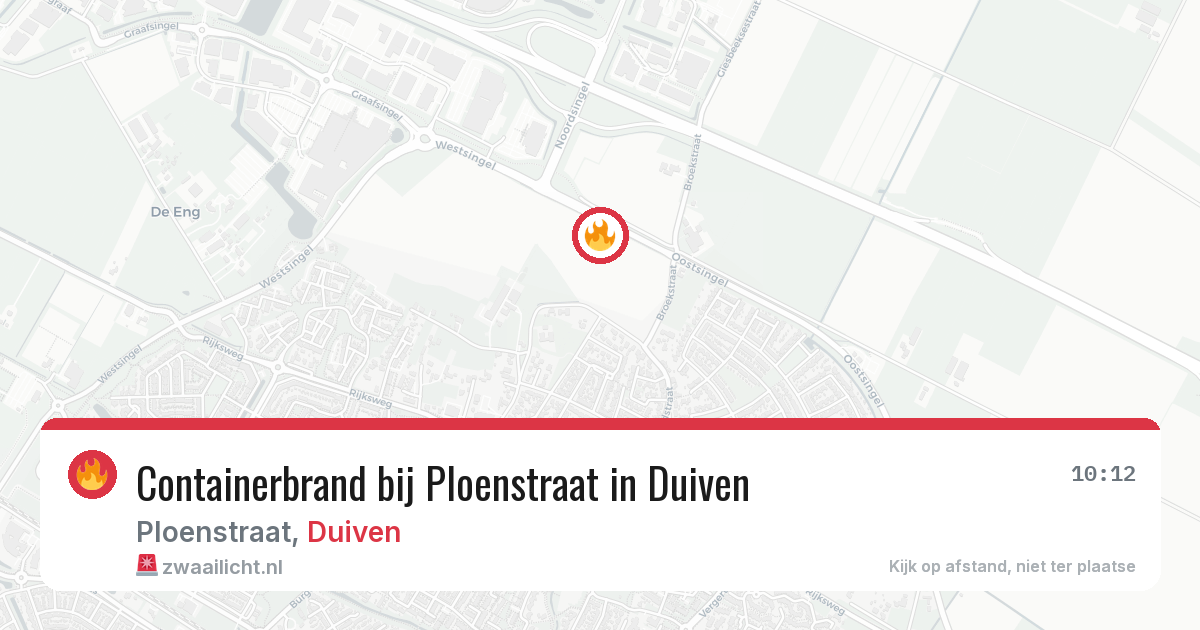 Containerbrand bij Ploenstraat in Duiven — 13 jun 2026