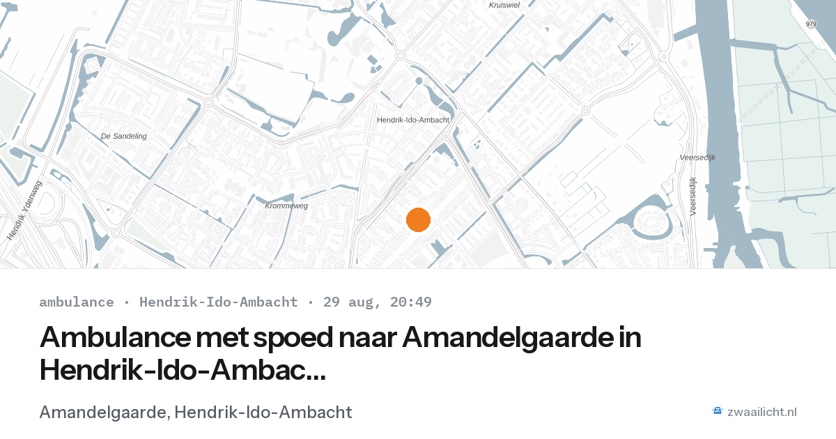Ambulance met spoed naar Amandelgaarde in Hendrik-Ido-Ambacht — 29 aug 2026