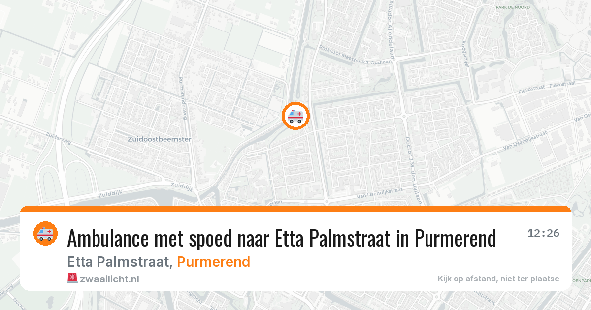 Ambulance met spoed naar Etta Palmstraat in Purmerend — 12 aug 2026
