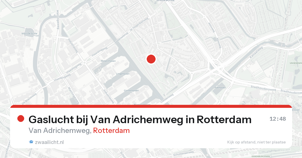 Gaslucht bij Van Adrichemweg in Rotterdam — 20 aug 2026