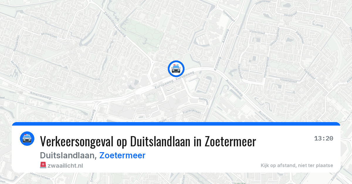 Verkeersongeval op Duitslandlaan in Zoetermeer — 31 jul 2026