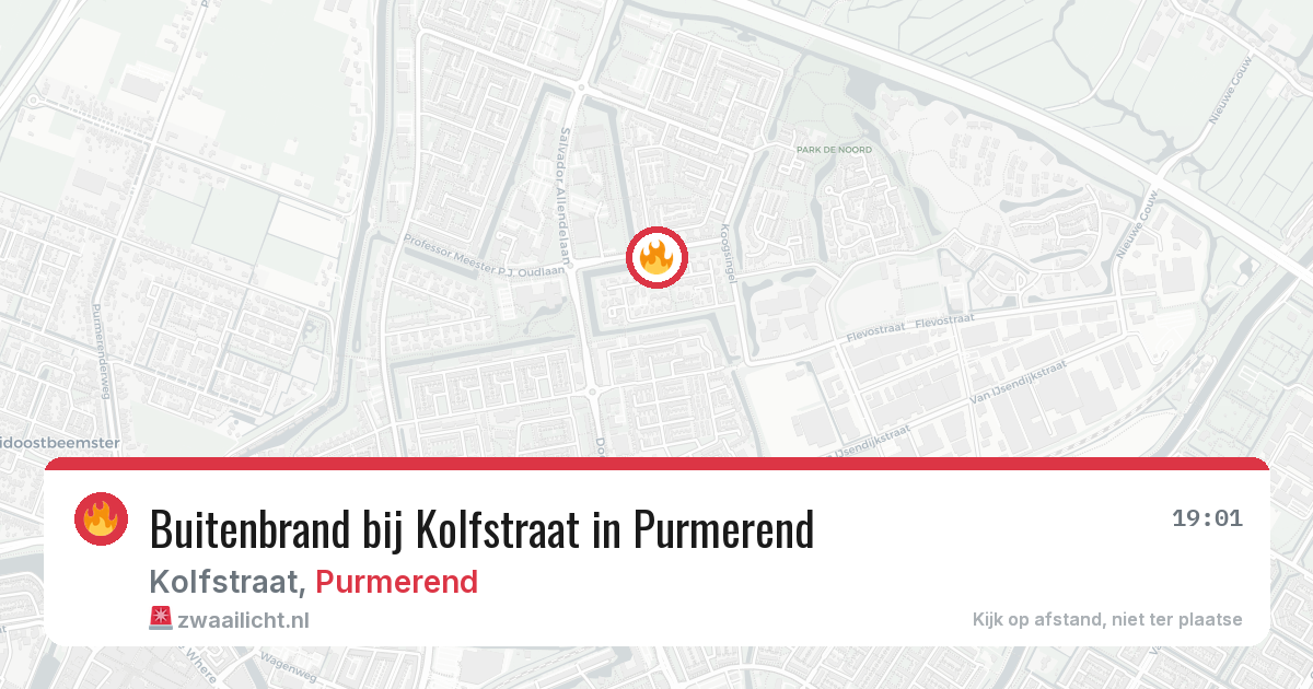 Buitenbrand bij Kolfstraat in Purmerend — 9 aug 2026
