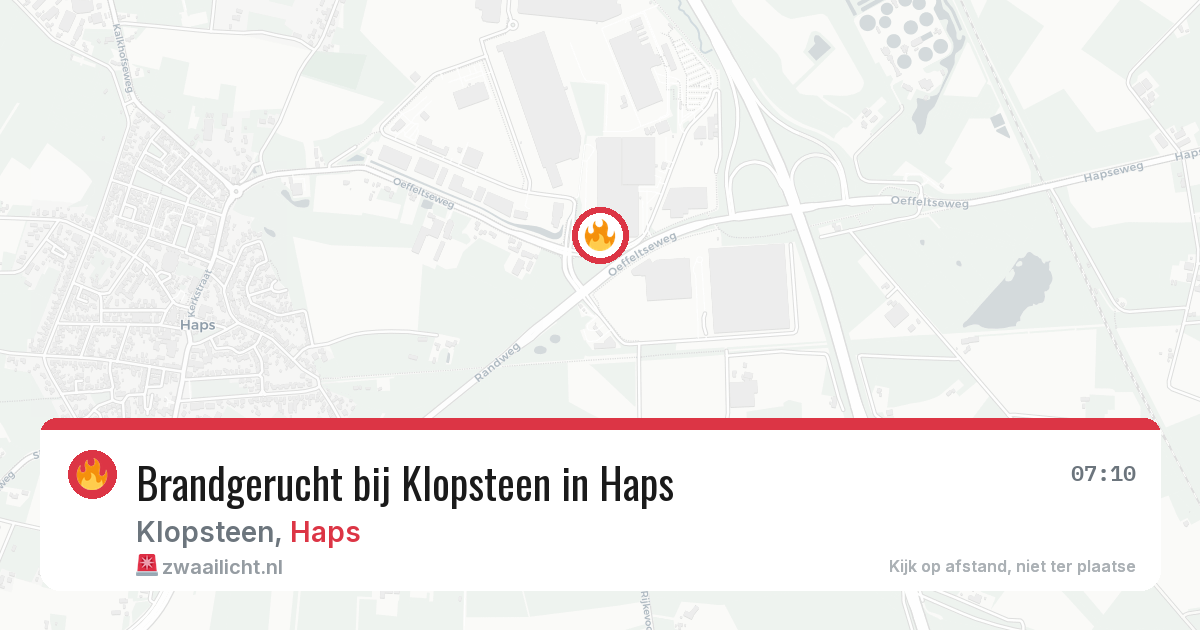Brandgerucht bij Klopsteen in Haps — 15 mrt 2026