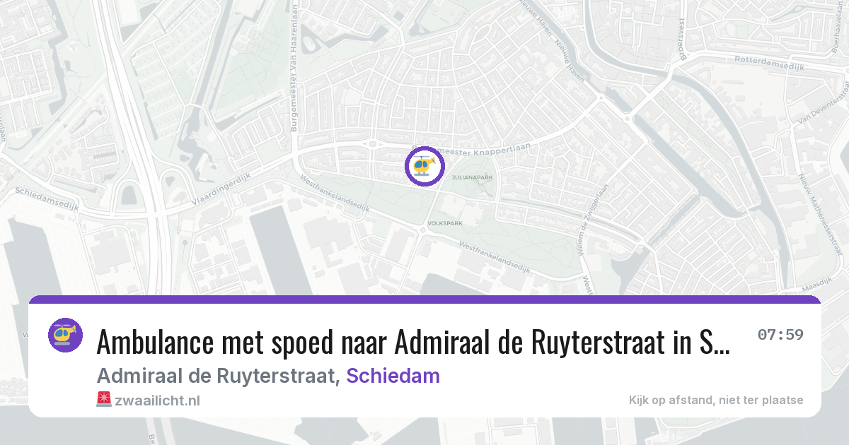 Ambulance met spoed naar Admiraal de Ruyterstraat in Schiedam — 24 jun 2026