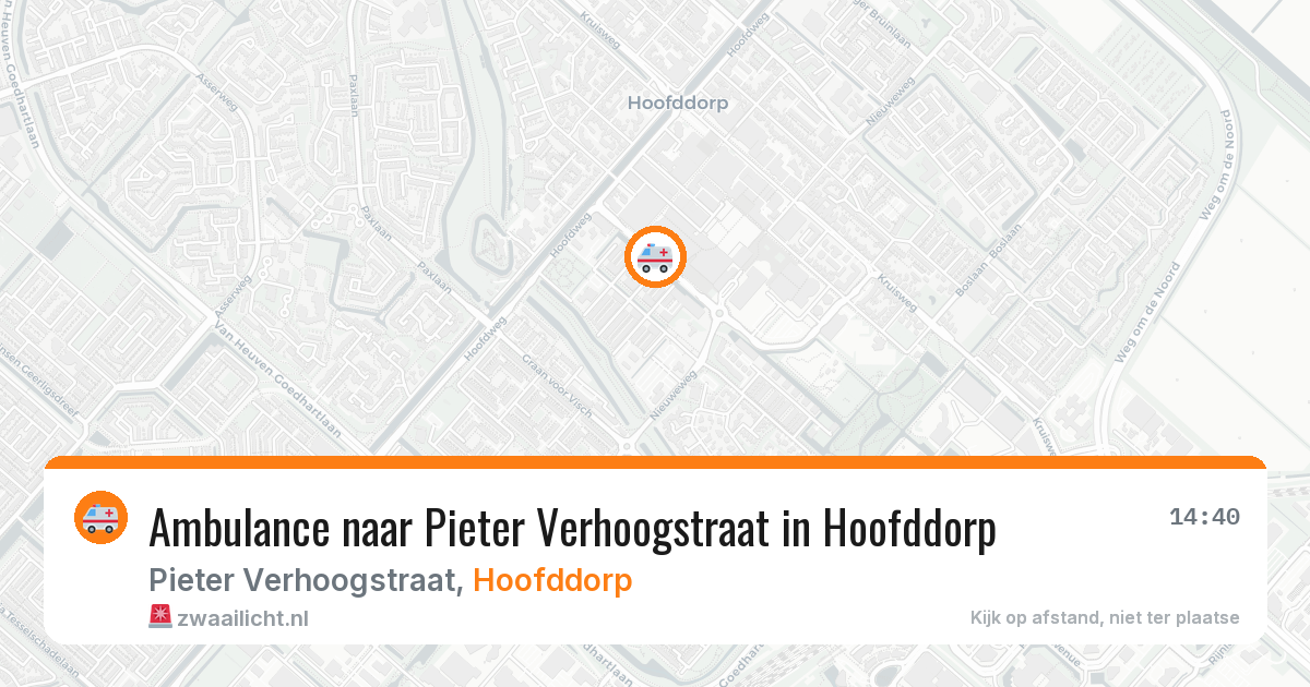 Ambulance naar Pieter Verhoogstraat in Hoofddorp — 6 aug 2026